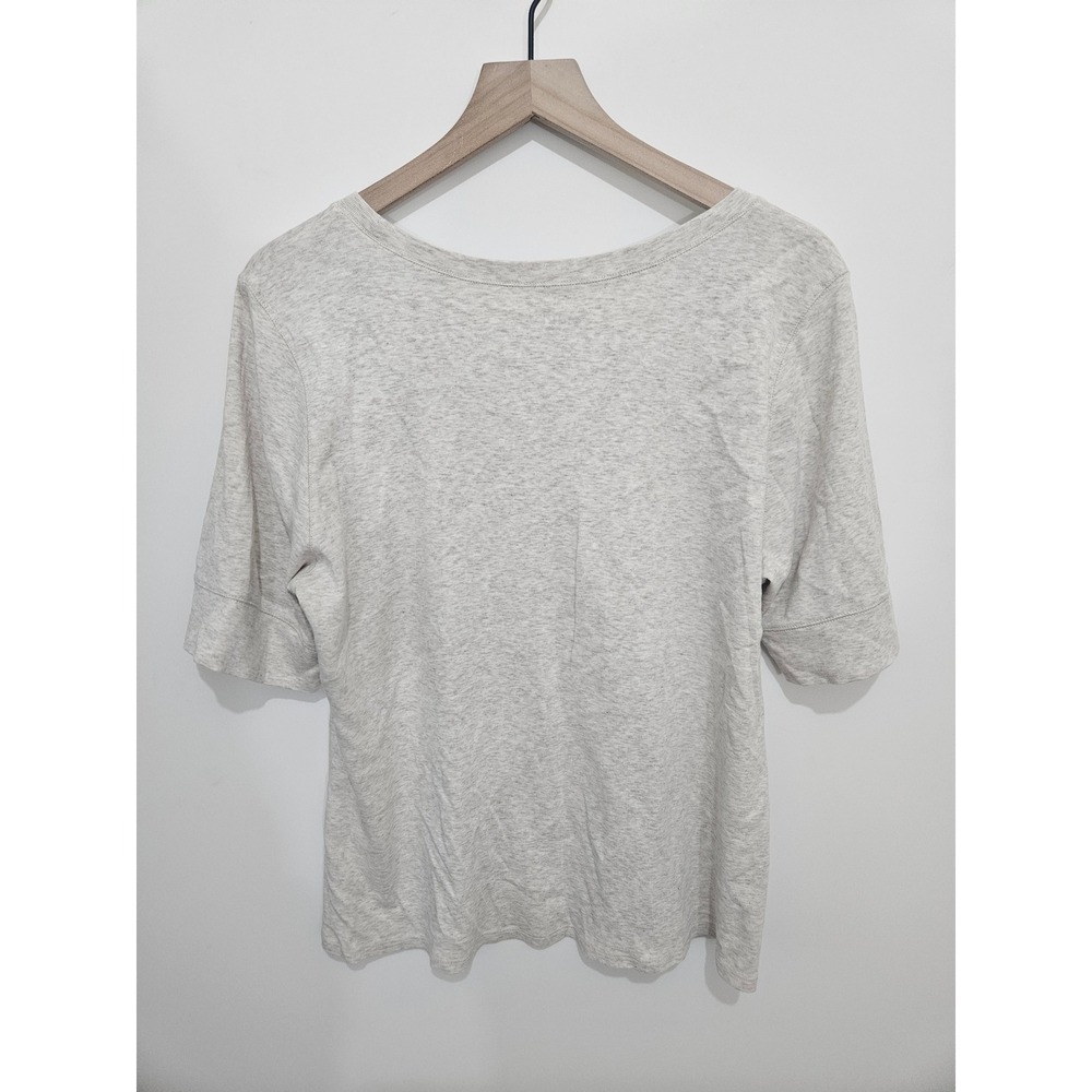 J. Jill Pima Cotton Elbow Sleeve Tee Oatmeal Heather Grey Scoop Neck Top XL - Picture 3 of 3